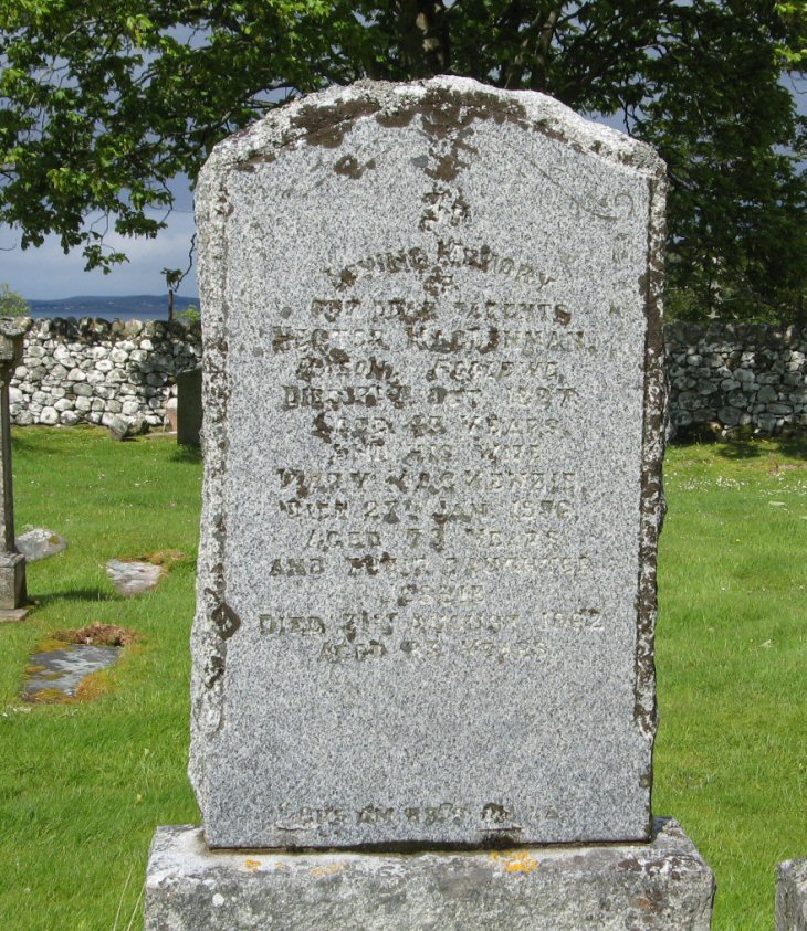 Photo of headstones/Hector MacLennan died 1887 MI Poolewe